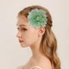 image:image10cm4in Satin Organza Flower Brooch Pin for Women Girls Charming Glossy Peony Daisy Floral Brooches Hair Clips Pins Dainty Hat Bag Clothing Decorative Accessories JewelryLight Green