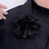 image:image10cm4in Satin Organza Flower Brooch Pin for Women Girls Charming Glossy Peony Daisy Floral Brooches Hair Clips Pins Dainty Hat Bag Clothing Decorative Accessories JewelryBlack
