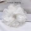 image:image10cm4in Satin Organza Flower Brooch Pin for Women Girls Charming Glossy Peony Daisy Floral Brooches Hair Clips Pins Dainty Hat Bag Clothing Decorative Accessories JewelryWhite