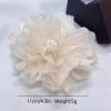 image:image10cm4in Satin Organza Flower Brooch Pin for Women Girls Charming Glossy Peony Daisy Floral Brooches Hair Clips Pins Dainty Hat Bag Clothing Decorative Accessories JewelryBeige