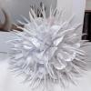 image:image18cm7in Dainty Spiky Fabric Flower Brooch Pin for Women Girls Elegant Crystal Colorful PomPom Fluffy Floral Peony Brooches Lapel Hair Pins Trendy Party Dress Accessories JewelryWhite