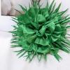 image:image18cm7in Dainty Spiky Fabric Flower Brooch Pin for Women Girls Elegant Crystal Colorful PomPom Fluffy Floral Peony Brooches Lapel Hair Pins Trendy Party Dress Accessories JewelryGreen