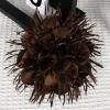 image:image18cm7in Dainty Spiky Fabric Flower Brooch Pin for Women Girls Elegant Crystal Colorful PomPom Fluffy Floral Peony Brooches Lapel Hair Pins Trendy Party Dress Accessories JewelryBrown