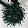 image:image18cm7in Dainty Spiky Fabric Flower Brooch Pin for Women Girls Elegant Crystal Colorful PomPom Fluffy Floral Peony Brooches Lapel Hair Pins Trendy Party Dress Accessories JewelryBlackish Green