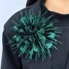 image:image18cm7in Dainty Spiky Fabric Flower Brooch Pin for Women Girls Elegant Crystal Colorful PomPom Fluffy Floral Peony Brooches Lapel Hair Pins Trendy Party Dress Accessories JewelryBlackish Green