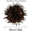 image:image18cm7in Dainty Spiky Fabric Flower Brooch Pin for Women Girls Elegant Crystal Colorful PomPom Fluffy Floral Peony Brooches Lapel Hair Pins Trendy Party Dress Accessories JewelryBrown