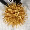 image:image18cm7in Dainty Spiky Fabric Flower Brooch Pin for Women Girls Elegant Crystal Colorful PomPom Fluffy Floral Peony Brooches Lapel Hair Pins Trendy Party Dress Accessories JewelryOrange
