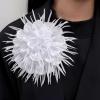 image:image18cm7in Dainty Spiky Fabric Flower Brooch Pin for Women Girls Elegant Crystal Colorful PomPom Fluffy Floral Peony Brooches Lapel Hair Pins Trendy Party Dress Accessories JewelryWhite
