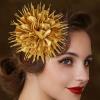 image:image18cm7in Dainty Spiky Fabric Flower Brooch Pin for Women Girls Elegant Crystal Colorful PomPom Fluffy Floral Peony Brooches Lapel Hair Pins Trendy Party Dress Accessories JewelryOrange