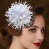 image:image18cm7in Dainty Spiky Fabric Flower Brooch Pin for Women Girls Elegant Crystal Colorful PomPom Fluffy Floral Peony Brooches Lapel Hair Pins Trendy Party Dress Accessories JewelryWhite
