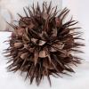 image:image18cm7in Dainty Spiky Fabric Flower Brooch Pin for Women Girls Elegant Crystal Colorful PomPom Fluffy Floral Peony Brooches Lapel Hair Pins Trendy Party Dress Accessories JewelryBrown