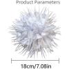 image:image18cm7in Dainty Spiky Fabric Flower Brooch Pin for Women Girls Elegant Crystal Colorful PomPom Fluffy Floral Peony Brooches Lapel Hair Pins Trendy Party Dress Accessories JewelryWhite