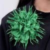 image:image18cm7in Dainty Spiky Fabric Flower Brooch Pin for Women Girls Elegant Crystal Colorful PomPom Fluffy Floral Peony Brooches Lapel Hair Pins Trendy Party Dress Accessories JewelryGreen