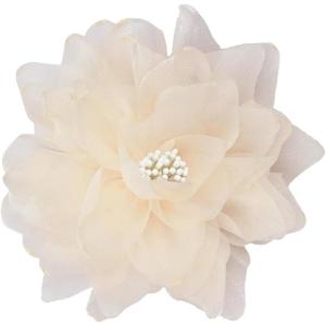 image:image10cm4in Satin Organza Flower Brooch Pin for Women Girls Charming Glossy Peony Daisy Floral Brooches Hair Clips Pins Dainty Hat Bag Clothing Decorative Accessories JewelryBeige