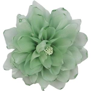 image:image10cm4in Satin Organza Flower Brooch Pin for Women Girls Charming Glossy Peony Daisy Floral Brooches Hair Clips Pins Dainty Hat Bag Clothing Decorative Accessories JewelryLight Green