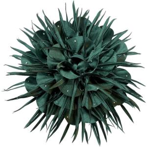 image:image18cm7in Dainty Spiky Fabric Flower Brooch Pin for Women Girls Elegant Crystal Colorful PomPom Fluffy Floral Peony Brooches Lapel Hair Pins Trendy Party Dress Accessories JewelryBlackish Green