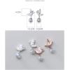 image:imageCrystal Butterfly Ball Dangle Stud Earrings for Women Girls S925 Sterling Silver Cubic Zirconia Moon Stone Drop Dangling Dainty Small Stud Earring Elegant Nickel Free Jewelry Silver
