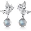 image:imageCrystal Butterfly Ball Dangle Stud Earrings for Women Girls S925 Sterling Silver Cubic Zirconia Moon Stone Drop Dangling Dainty Small Stud Earring Elegant Nickel Free Jewelry Silver