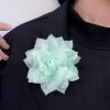 image:image4 Shiny Silk Camellia Flower Brooch for Women Girls Charming Fabric Floral Flowers Brooches Hair Clip Pins Handmade Elegant Clothes Dress Accessories JewelryLight Green
