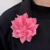 image:image4 Shiny Silk Camellia Flower Brooch for Women Girls Charming Fabric Floral Flowers Brooches Hair Clip Pins Handmade Elegant Clothes Dress Accessories JewelryPink