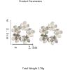 image:imageDelicate Flower Wreath Earrings for Women Girls 925 Sterling Silver Post Baking Enameled Faux Pearl Small Daisy Studs Earring Elegant Wedding Birthday Party Retro Y2K Jewelry Gifts White