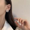 image:imageDelicate Flower Wreath Earrings for Women Girls 925 Sterling Silver Post Baking Enameled Faux Pearl Small Daisy Studs Earring Elegant Wedding Birthday Party Retro Y2K Jewelry Gifts White