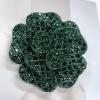 image:imageRhinestone Camellia Flower Brooch Pin for Women Ladies Unisex Fashion Crystal Rose Clover Floral Brooches Lapel Pins Dainty Dress Accessories Jewelry Gift Boutonniere Corsage Wedding Holiday Party 70mmGreen