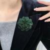 image:imageRhinestone Camellia Flower Brooch Pin for Women Ladies Unisex Fashion Crystal Rose Clover Floral Brooches Lapel Pins Dainty Dress Accessories Jewelry Gift Boutonniere Corsage Wedding Holiday Party 70mmGreen