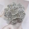 image:imageRhinestone Camellia Flower Brooch Pin for Women Ladies Unisex Fashion Crystal Rose Clover Floral Brooches Lapel Pins Dainty Dress Accessories Jewelry Gift Boutonniere Corsage Wedding Holiday Party 70mmWhite