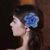image:imageRhinestone Handmade Camellia Flower Brooch Lapel Pins for Women Her Fashion Crystal Floral Brooches Hair Clip Dress Accessories Jewelry Boutonniere Corsage Wedding Birthday Party Gift 105cm41inBlue