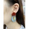 image:imageVintage Angel Flower Dangle Earrings for Women Girls Hypoallergenic Cute Charms Red Rose Love Cupid Circle Round Drop Dangling Stud Retro Christmas Valentine Jewelry Gifts