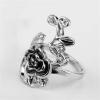 image:imageVintage Flower Leaf Statement Ring for Women Girls Oxidized Silver Tone Wide Band Rings Comfort Fit Retro Jewelry Gift Size 89