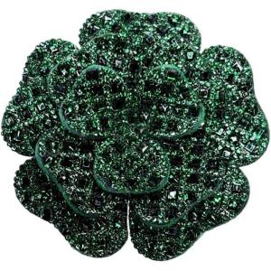 image:imageRhinestone Camellia Flower Brooch Pin for Women Ladies Unisex Fashion Crystal Rose Clover Floral Brooches Lapel Pins Dainty Dress Accessories Jewelry Gift Boutonniere Corsage Wedding Holiday Party 70mmGreen