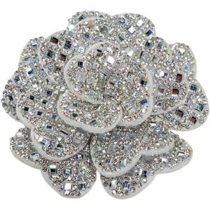 image:imageRhinestone Camellia Flower Brooch Pin for Women Ladies Unisex Fashion Crystal Rose Clover Floral Brooches Lapel Pins Dainty Dress Accessories Jewelry Gift Boutonniere Corsage Wedding Holiday Party 70mmWhite