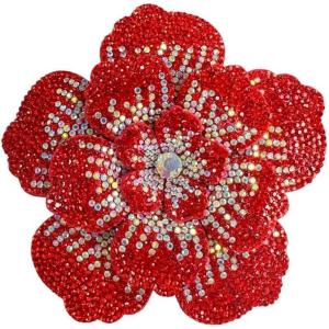 image:imageRhinestone Handmade Camellia Flower Brooch Lapel Pins for Women Her Fashion Crystal Floral Brooches Hair Clip Dress Accessories Jewelry Boutonniere Corsage Wedding Birthday Party Gift 105cm41inRed