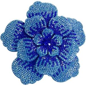 image:imageRhinestone Handmade Camellia Flower Brooch Lapel Pins for Women Her Fashion Crystal Floral Brooches Hair Clip Dress Accessories Jewelry Boutonniere Corsage Wedding Birthday Party Gift 105cm41inBlue