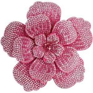 image:imageRhinestone Handmade Camellia Flower Brooch Lapel Pins for Women Her Fashion Crystal Floral Brooches Hair Clip Dress Accessories Jewelry Boutonniere Corsage Wedding Birthday Party Gift 105cm41inPink
