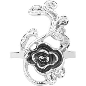 image:imageVintage Flower Leaf Statement Ring for Women Girls Oxidized Silver Tone Wide Band Rings Comfort Fit Retro Jewelry Gift Size 89