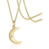 image:imageGold Plated Moon Pendant Necklace for Women Girls with Charm Crystal Star Round Disc Coin Karma Half Moon Choker Simle Chain Necklace Dainty Fashion Jewelry Gifts for Best Friend Crescent