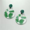 image:imageAcrylic Round Leaf Dangle Earrings for Women Girls Retro Resin Transparent Pressed Green Palm Disc Drop Dangling Circle Stud Earring Delicate Birthday Wedding Party Y2K Jewelry
