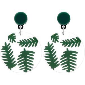 image:imageAcrylic Round Leaf Dangle Earrings for Women Girls Retro Resin Transparent Pressed Green Palm Disc Drop Dangling Circle Stud Earring Delicate Birthday Wedding Party Y2K Jewelry
