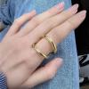 image:imageDtja Minimalist Oval Silk Scarf Clip Band Ring for Women Layered Double Bands Statement Finger Rings Shawl Scarves Buckle Wrap Clasp Dress Accessories Decoration JewelryGold