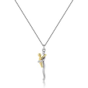 image:imageDtja Family Love Hug Pendant Necklace for Women Men TwoToned Affectionate Mother and Son Embrace Necklaces Fashion Birthday Mothers Day Party Jewelry for HerSilver Gold Plated
