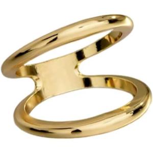 image:imageDtja Minimalist Oval Silk Scarf Clip Band Ring for Women Layered Double Bands Statement Finger Rings Shawl Scarves Buckle Wrap Clasp Dress Accessories Decoration JewelryGold