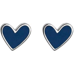 image:imageSerenity Love Heart Earrings Stud for Women Girls 925 Sterling Silver Hypoallergenic Blue Enameled Hearted Cartilage Small Studs Tragus Post Fashion Minimalist Valentine Birthday Jewelry Dainty Gifts