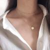 image:imageDtja Layered Disc Pendant Choker Necklace for Women 925 Sterling Silver Dainty Full Moon Circle Coin Collar TwoDouble Chain Fashion Y Jewelry Best Box Birthday Wedding Golden