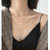 image:imageDtja Layered Disc Pendant Choker Necklace for Women 925 Sterling Silver Dainty Full Moon Circle Coin Collar TwoDouble Chain Fashion Y Jewelry Best Box Birthday Wedding Golden