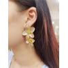 image:imageGold Flower Statement Drop Dangle Earrings for Women Girls Boho Double Layered Brushed Daisy Flowers Stud Dangling Earring Fashion Retro Wedding Party Y2K Jewelry