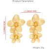image:imageGold Flower Statement Drop Dangle Earrings for Women Girls Boho Double Layered Brushed Daisy Flowers Stud Dangling Earring Fashion Retro Wedding Party Y2K Jewelry