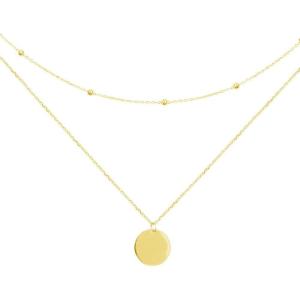 image:imageDtja Layered Disc Pendant Choker Necklace for Women 925 Sterling Silver Dainty Full Moon Circle Coin Collar TwoDouble Chain Fashion Y Jewelry Best Box Birthday Wedding Golden